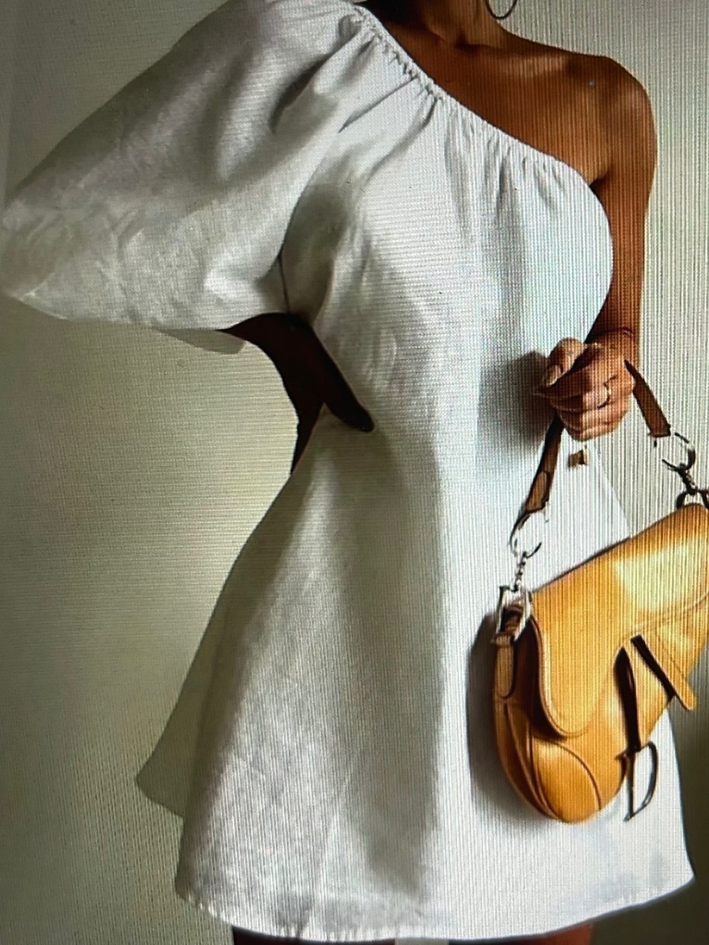 D96 NWT Commense White Line XS One Sleeve Mini Dress